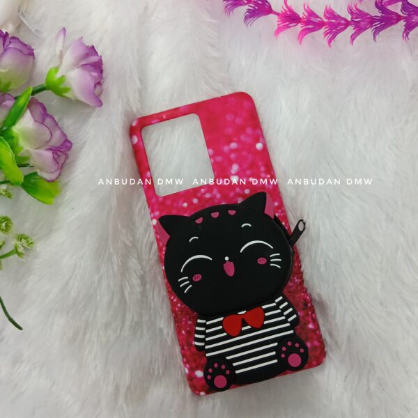 Black kitty zipper wallet case
